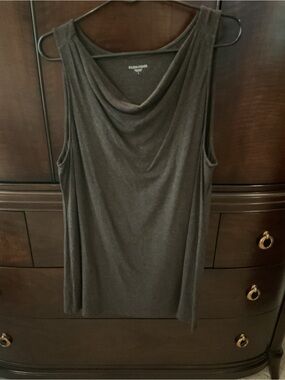 Eileen Fisher Sleeveless Drape-Neck Tank in Charcoal Gray